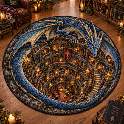 Dragon’s Endless Library Quilted Round Mat NCU0PT12168