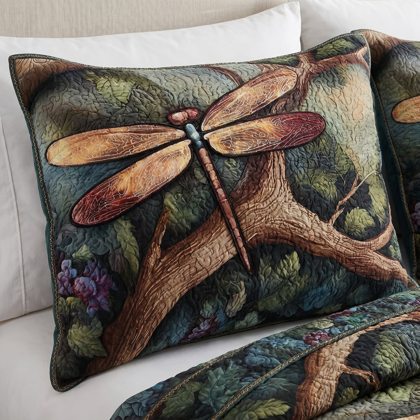 Dragonfly Garden Quilted Bedding Pillow Case NCU0DV8681