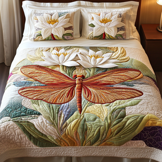 Dragonfly Bliss 3-Piece Quilted Bedding Set NCU0VH3979