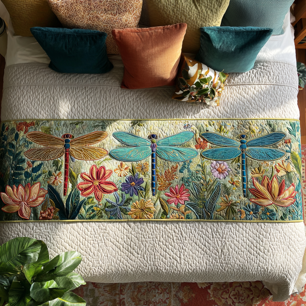 Dragonfly Bloom Quilted Bed Runner NCU0DK8849