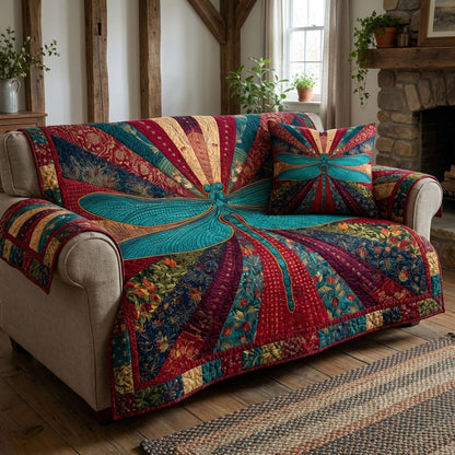 Dragonfly Bloom Quilted Sofa Cover NCU0DK12241