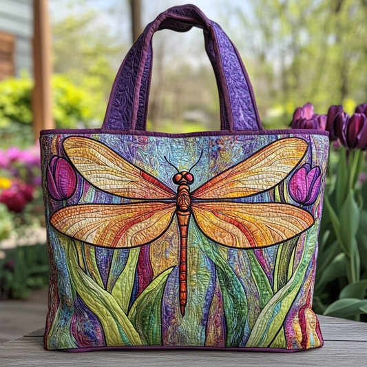 Dragonfly Bloom Quilted Tote Bag NCU0DK8828