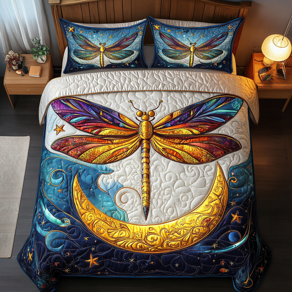 Dragonfly Breeze 3-Piece Quilted Bedding Set NCU0DK8540