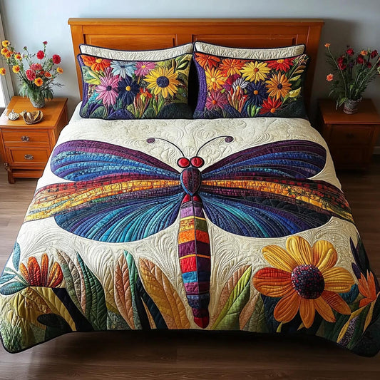 Dragonfly Calm 3-Piece Quilted Bedding Set NCU0DV9286