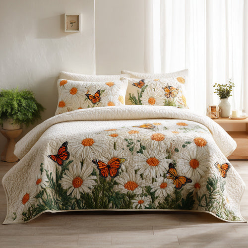 Dragonfly Daisies 3-Piece Quilted Bedding Set NCU0VL3318