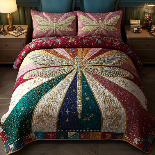 Dragonfly Dance 3-Piece Quilted Bedding Set NCU0DK8542