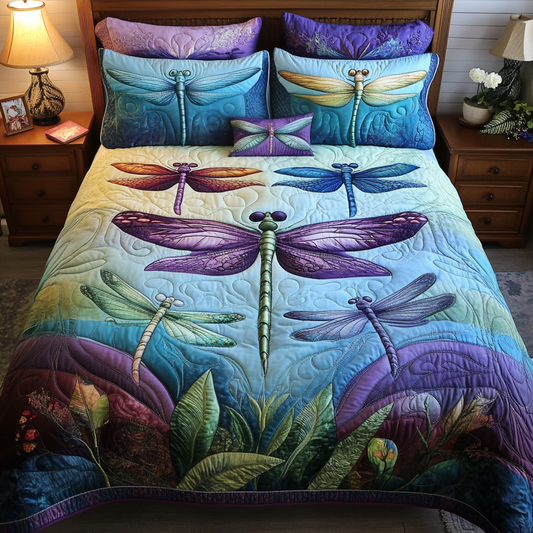 Dragonfly Delight 3-Piece Quilted Bedding Set NCU0VH4419