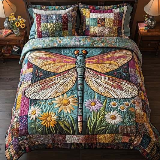 Dragonfly Delight 3-Piece Quilted Bedding Set NCU0VH5954