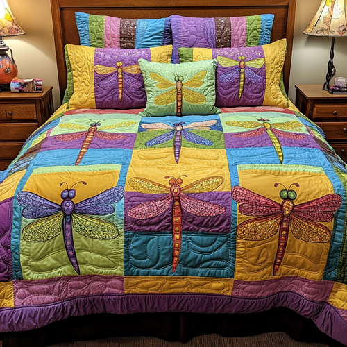 Dragonfly Dream 3-Piece Quilted Bedding Set NCU0VH4070