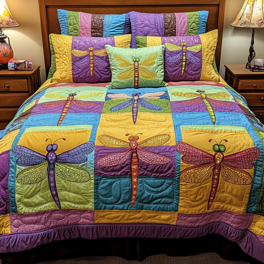Dragonfly Dream 3-Piece Quilted Bedding Set NCU0VH4070