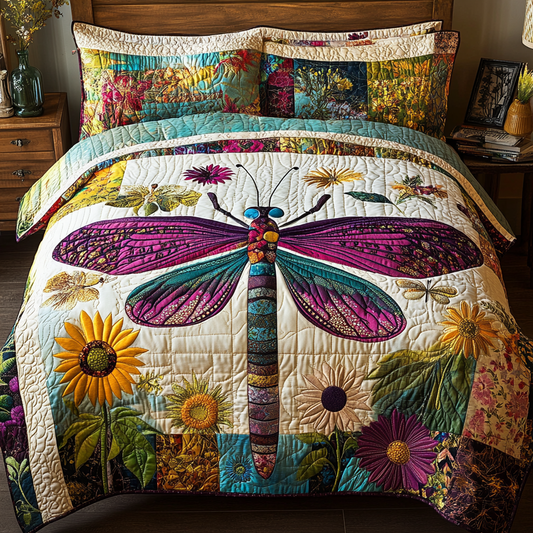 Dragonfly Dream 3-Piece Quilted Bedding Set NCU0VH5951
