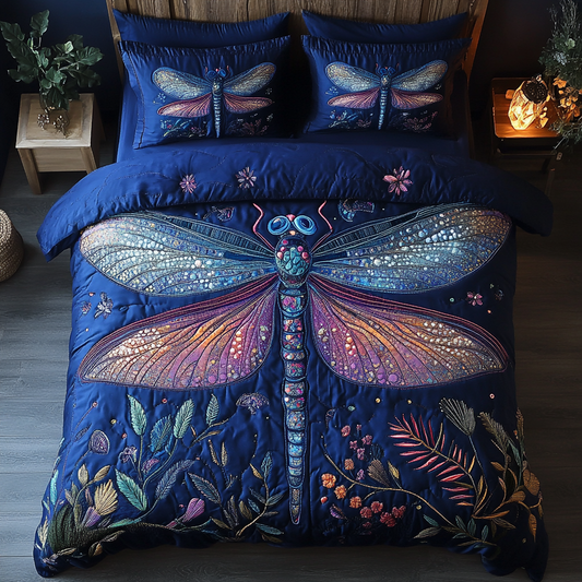 Dragonfly Dreams 3-Piece Quilted Bedding Set NCU0DK3560