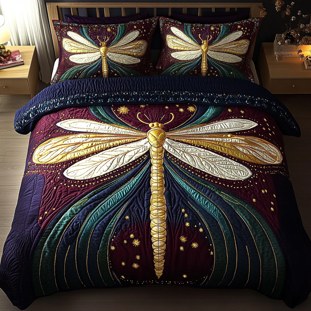 Dragonfly 3-Piece Quilted Bedding Set NCU0VT91