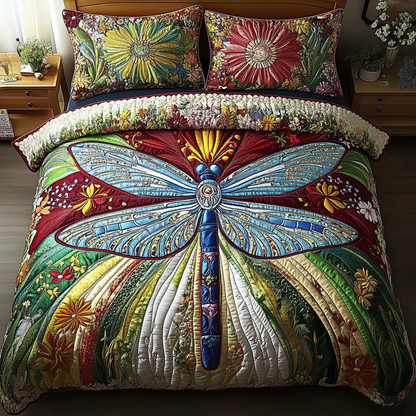 Dragonfly Dreams 3-Piece Quilted Bedding Set NCU0DK3719