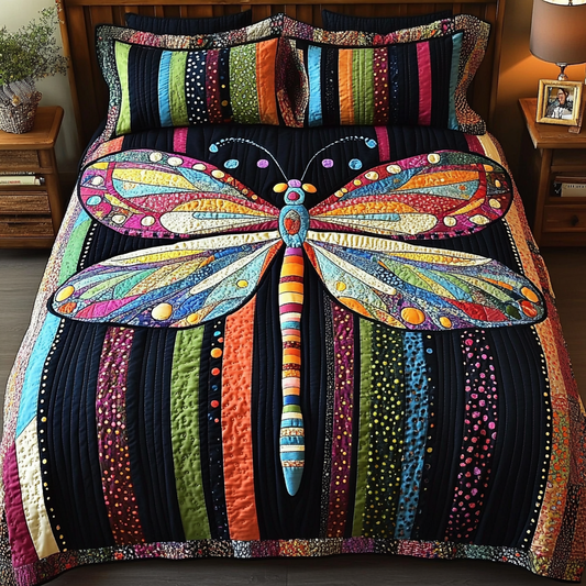 Dragonfly Dreams 3-Piece Quilted Bedding Set NCU0DK7376