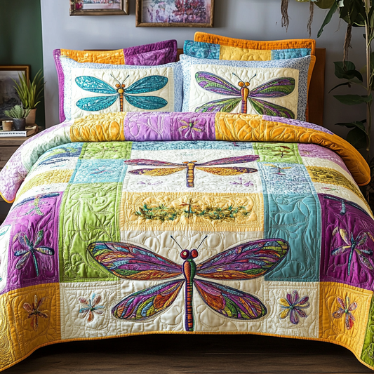 Dragonfly Elegance 3-Piece Quilted Bedding Set NCU0VH4071