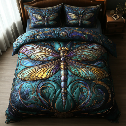 Dragonfly Escape 3-Piece Quilted Bedding Set NCU0DK7383