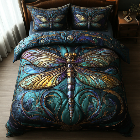 Dragonfly Escape 3-Piece Quilted Bedding Set NCU0DK7383