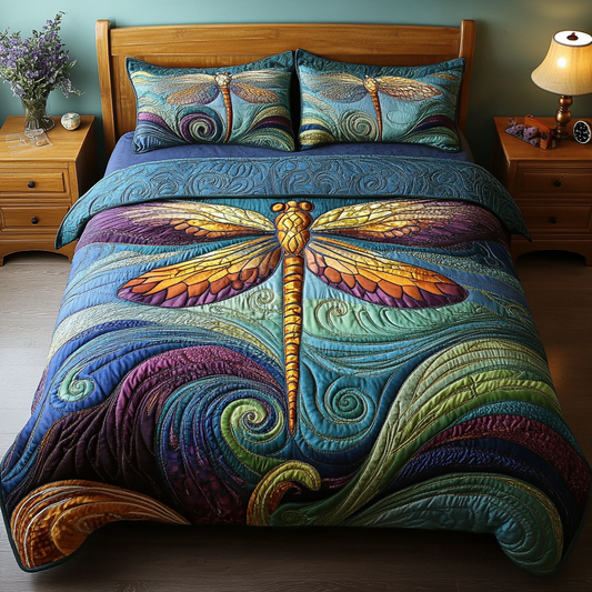 Dragonfly Garden 3-Piece Quilted Bedding Set NCU0DK7384