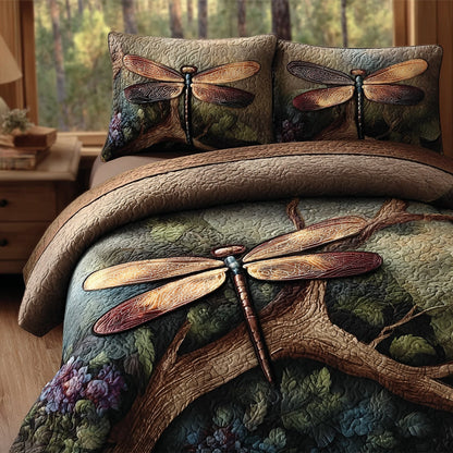 Dragonfly Garden 3-Piece Quilted Bedding Set NCU0DV8681