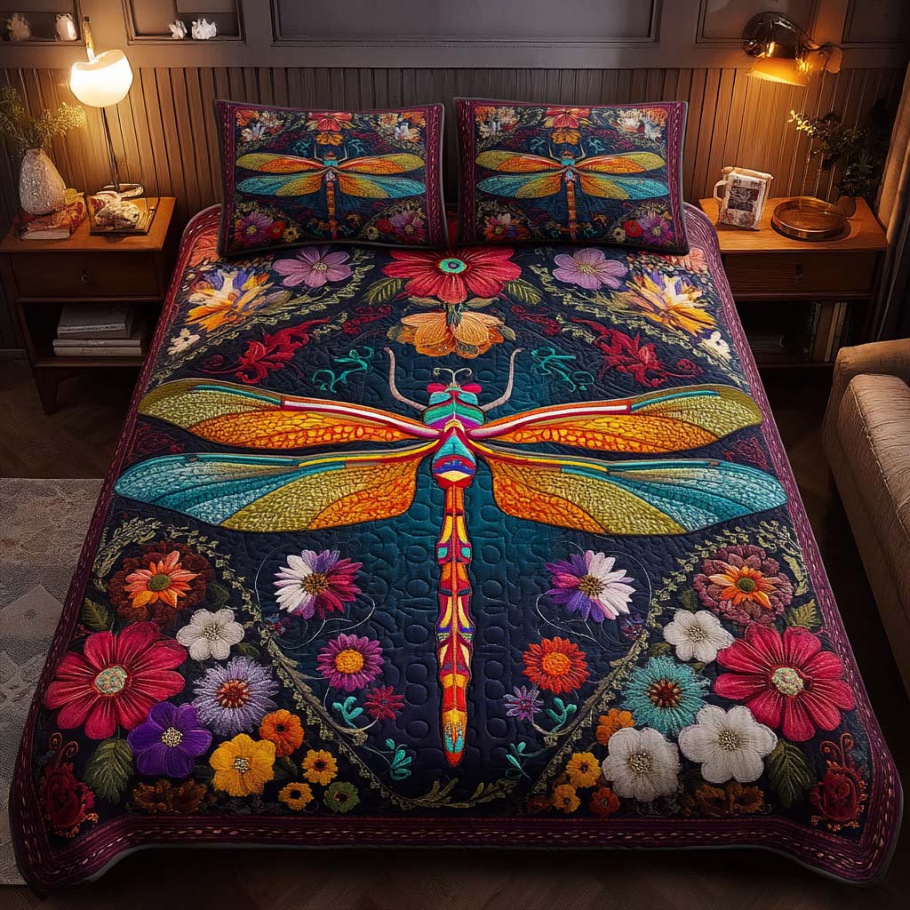 Dragonfly Garden 3-Piece Quilted Bedding Set NCU0TD015