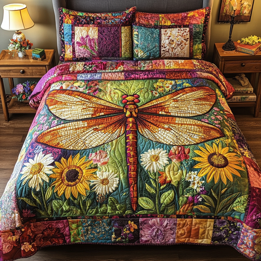 Dragonfly Garden 3-Piece Quilted Bedding Set NCU0VH5956