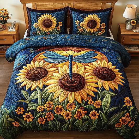 Dragonfly Garden 3-Piece Quilted Bedding Set NCU0VL1936