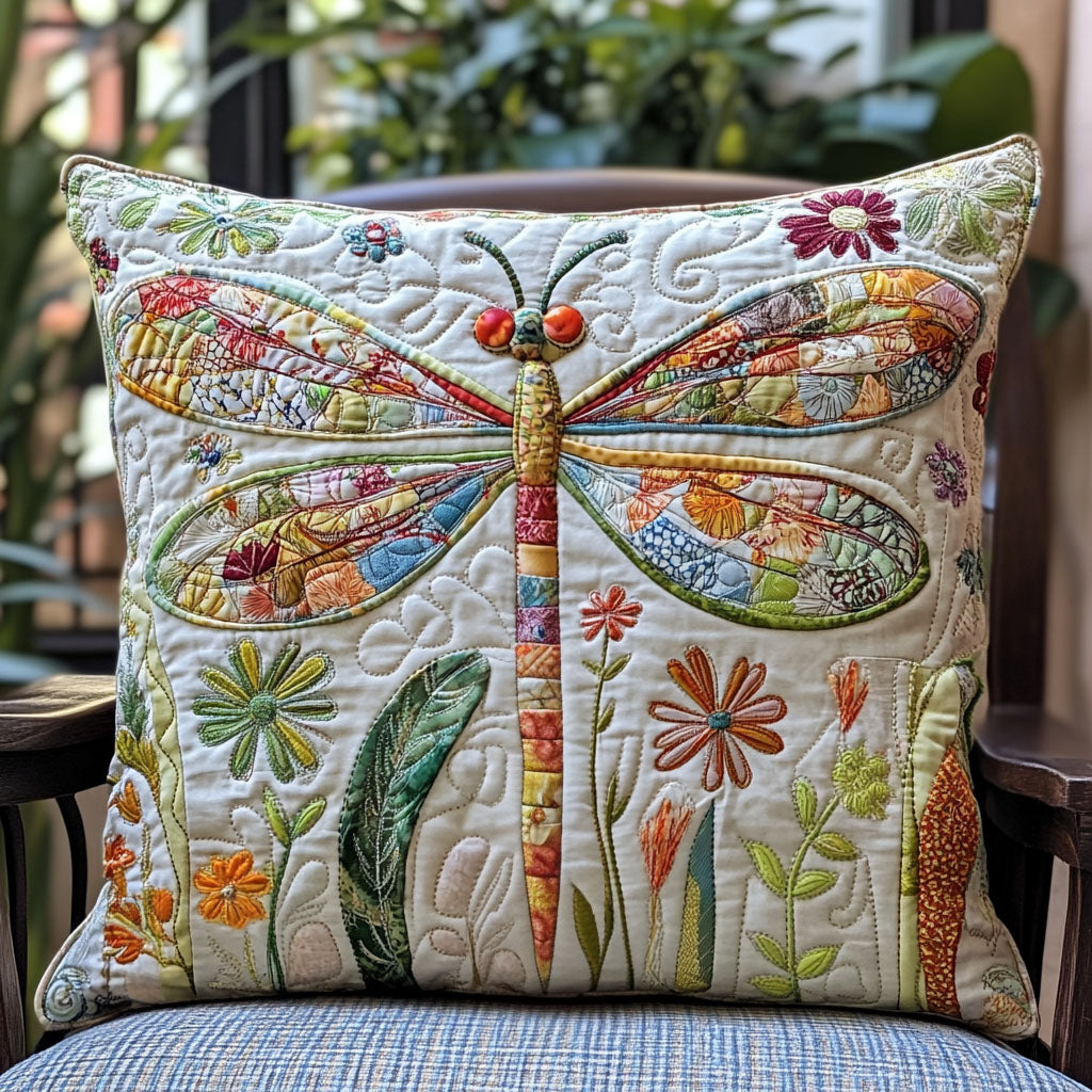 Dragonfly Garden Dance Quilted Pillow Case NCU0PT6645