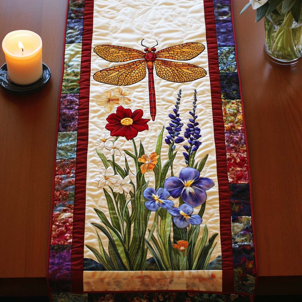 Dragonfly Garden Quilted Table Runner NCU0NT10400