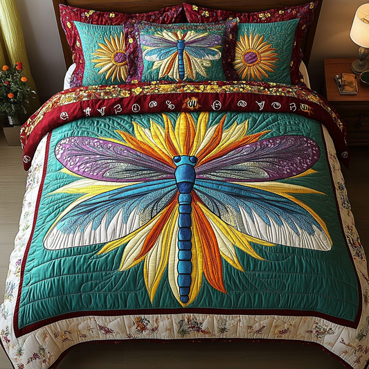 Dragonfly Glimpse 3-Piece Quilted Bedding Set NCU0DK7381