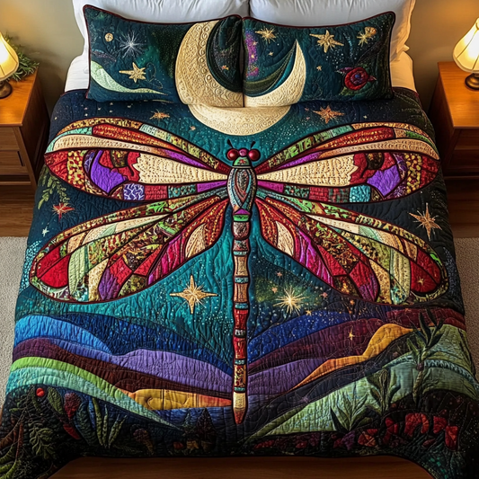Dragonfly Glow 3-Piece Quilted Bedding Set NCU0VH1184