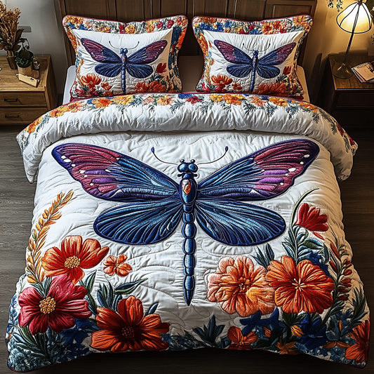 Dragonfly Grace 3-Piece Quilted Bedding Set NCU0DK8552