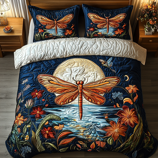 Dragonfly Harmony 3-Piece Quilted Bedding Set NCU0DK8547