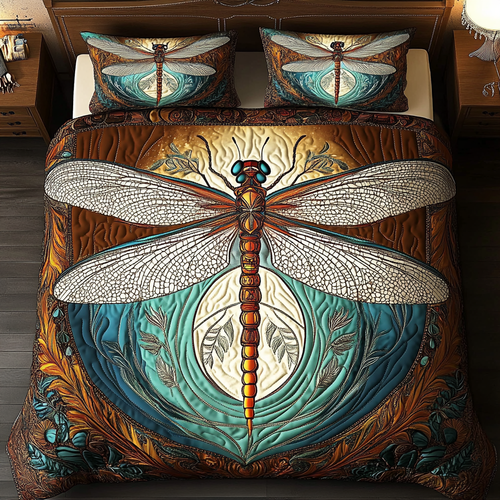 Dragonfly Harmony 3-Piece Quilted Bedding Set NCU0VL1036