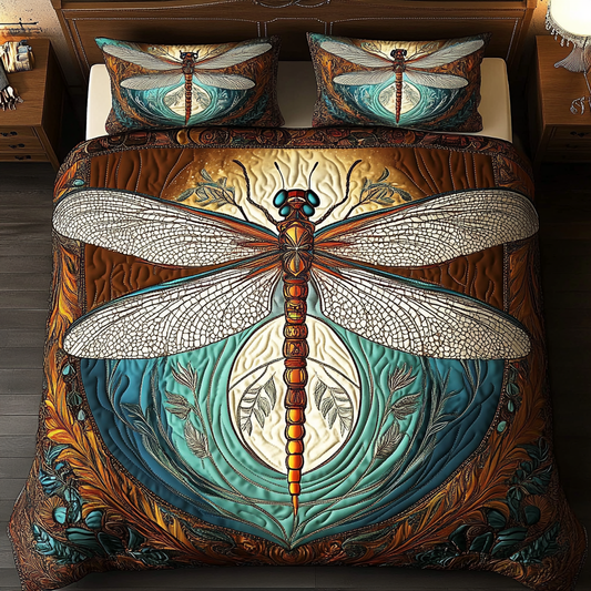 Dragonfly Harmony 3-Piece Quilted Bedding Set NCU0VL1036