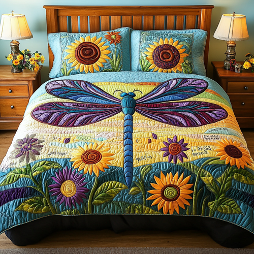 Dragonfly Haven 3-Piece Quilted Bedding Set NCU0DK7380