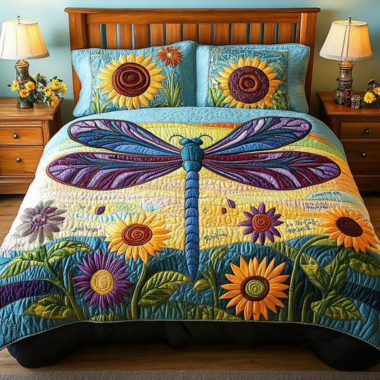 Dragonfly Haven 3-Piece Quilted Bedding Set NCU0DK7380
