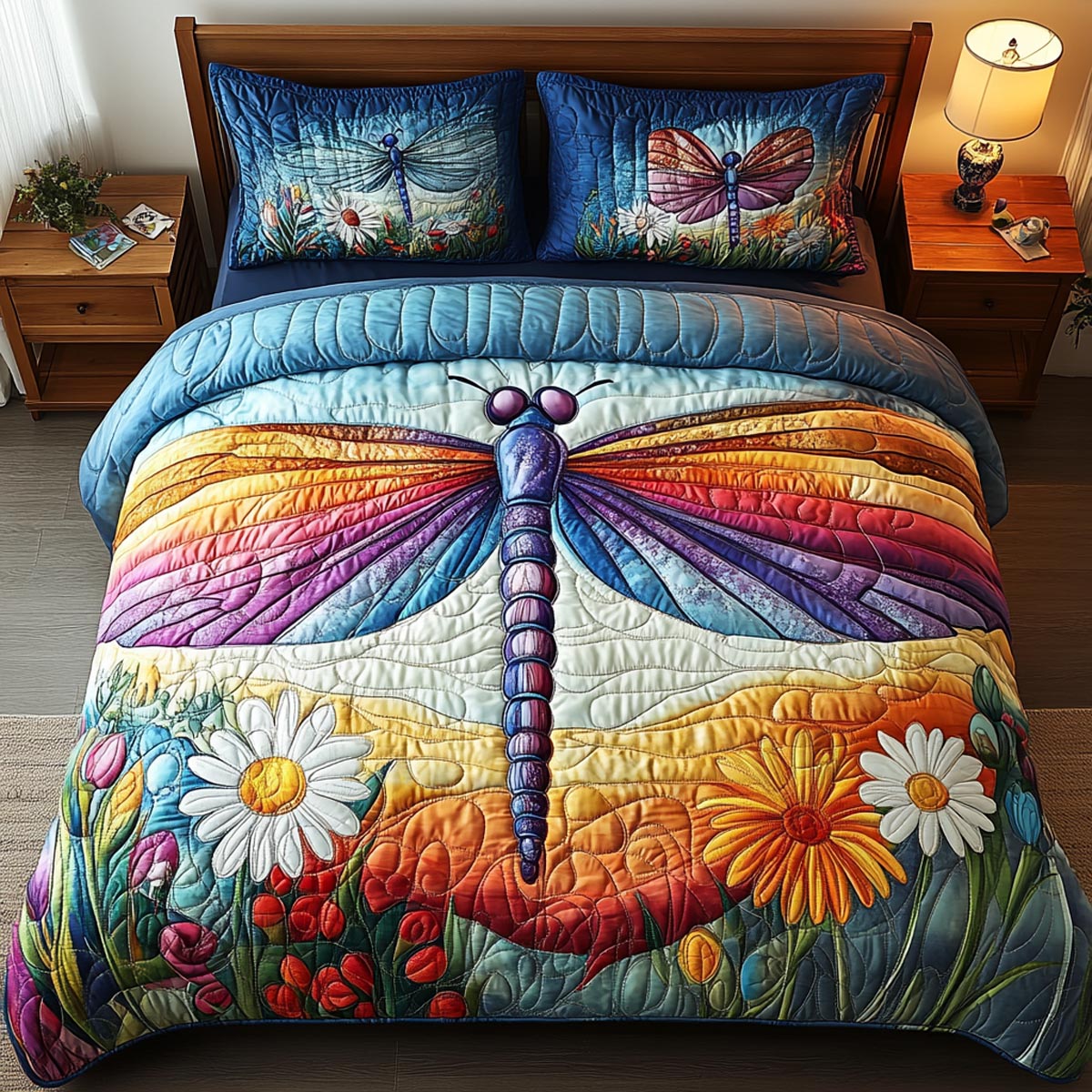 Dragonfly Haven 3-Piece Quilted Bedding Set NCU0DV9291