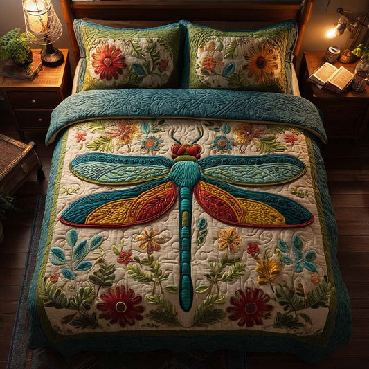 Dragonfly Haven 3-Piece Quilted Bedding Set NCU0TD010