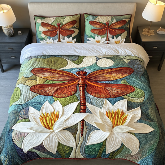 Dragonfly Haven 3-Piece Quilted Bedding Set NCU0VH3982