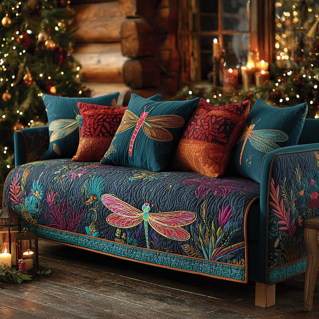 Dragonfly Haven Quilted Sofa Cover NCU0DV8641
