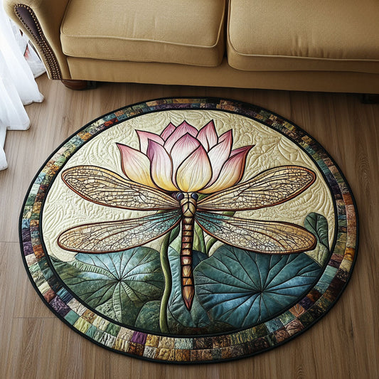 Dragonfly Lotus Quilted Round Mat NCU0NT3819