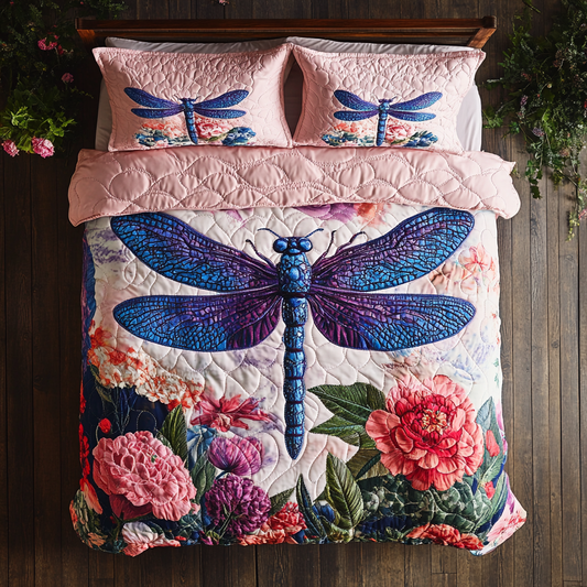 Dragonfly Magic 3-Piece Quilted Bedding Set NCU0DK8549
