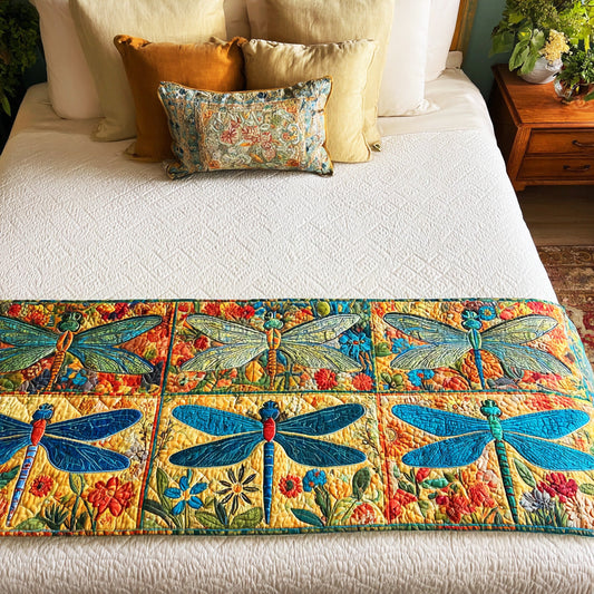 Dragonfly Meadow Quilted Bed Runner NCU0TD1571