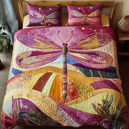 Dragonfly Serenade 3-Piece Quilted Bedding Set NCU0PT4231