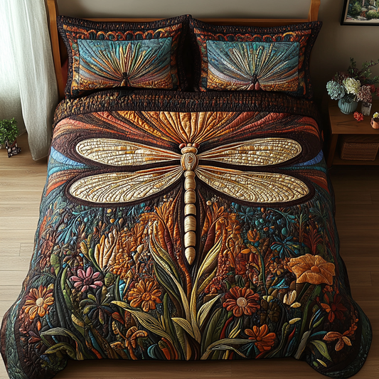 Dragonfly Serenade 3-Piece Quilted Bedding Set NCU0DV4644