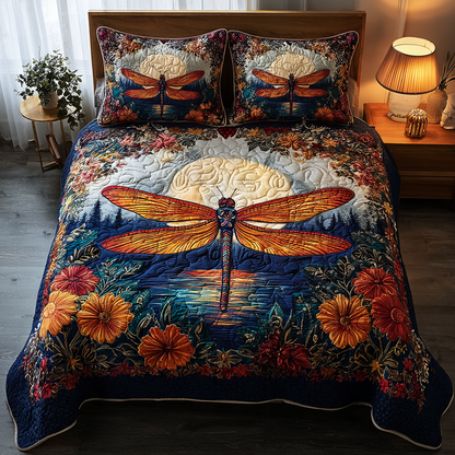 Dragonfly Whisper 3-Piece Quilted Bedding Set NCU0DK8548