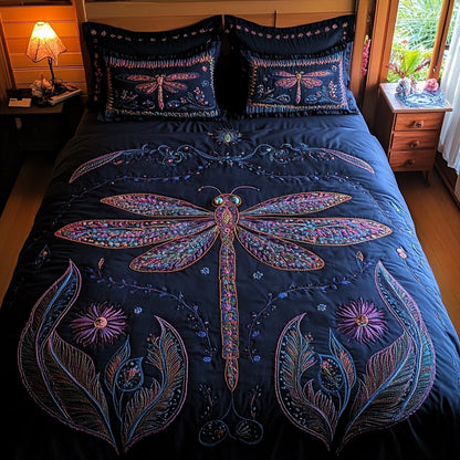 Dragonfly Whisper 3-Piece Quilted Bedding Set NCU0DV8672