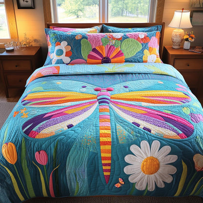 Dragonfly Whisper 3-Piece Quilted Bedding Set NCU0DV9289