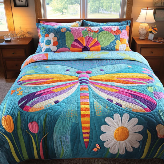 Dragonfly Whisper 3-Piece Quilted Bedding Set NCU0DV9289